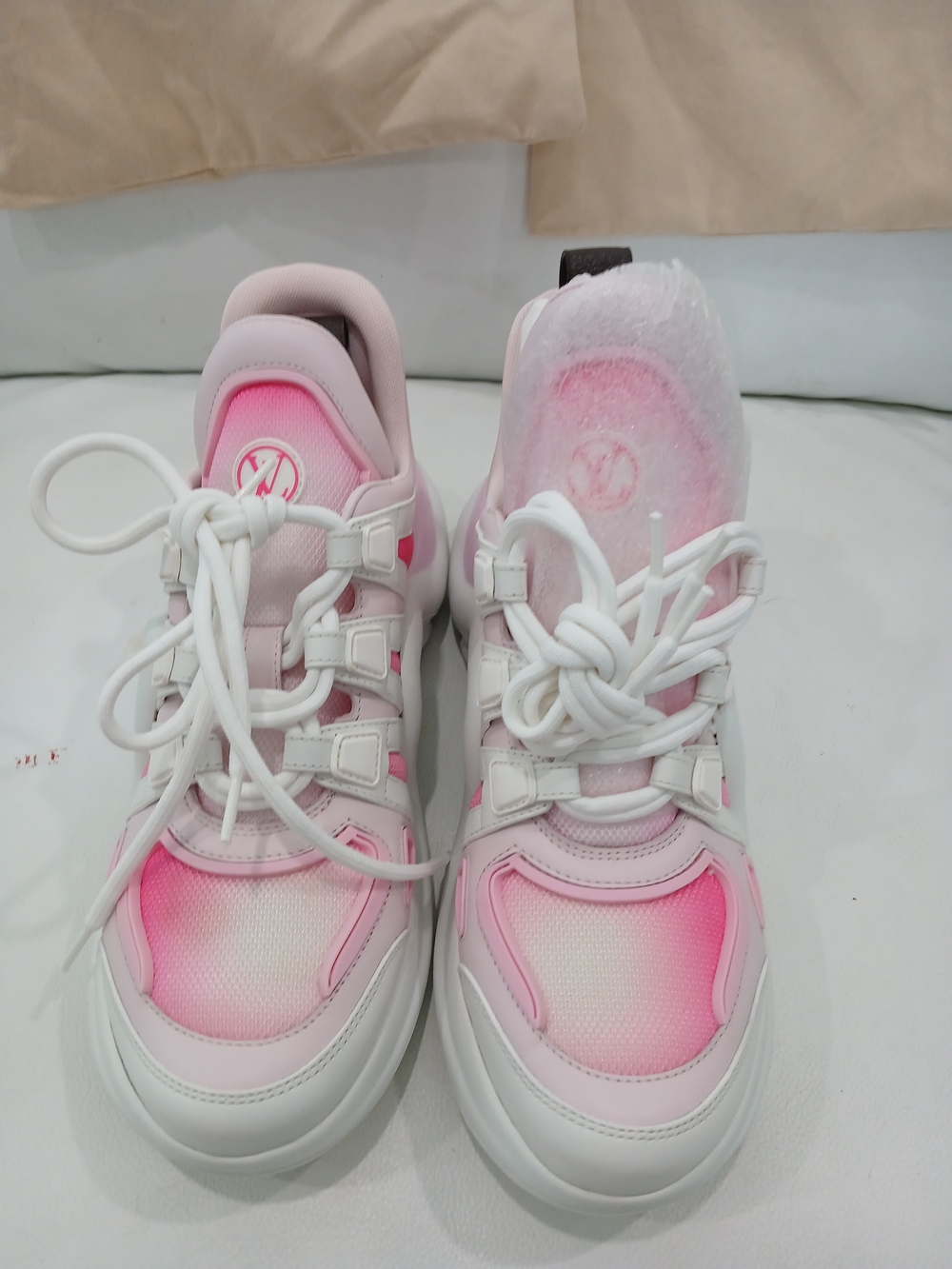 Pink Ombre Athletic Sneakers with Secure Lace Design. Louis Vouitton